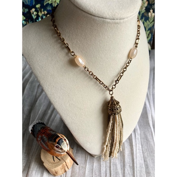 RELISTED Antique-Look Seed Bead Tassel Necklace - 32” Long Sautoir Style - Picture 4 of 8